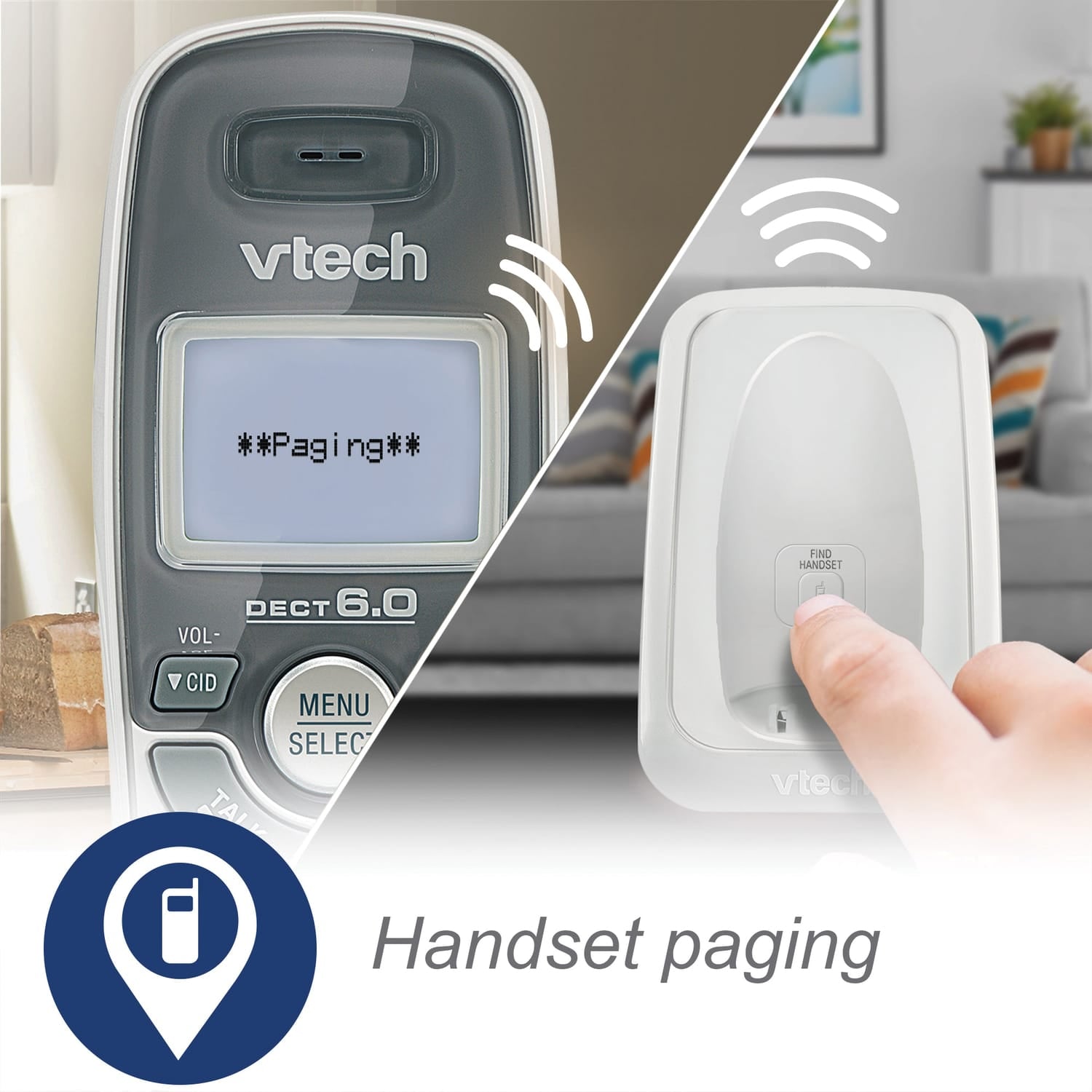 VTech 1-Handset DECT 6.0 Cordless Phone System for Landline, Caller ID/Call Waiting, and Backlit Keypad/Display, CS6114