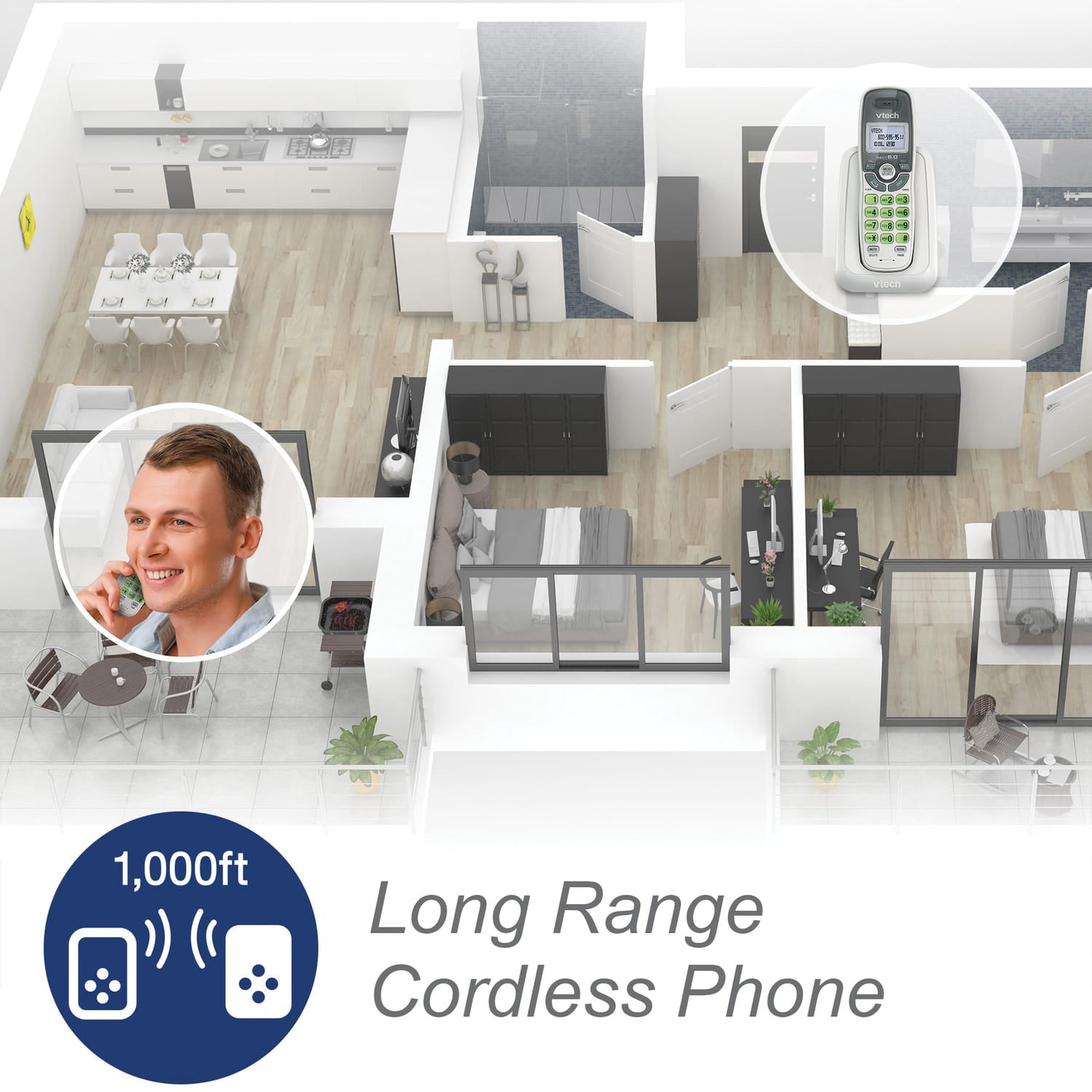 VTech 1-Handset DECT 6.0 Cordless Phone System for Landline, Caller ID/Call Waiting, and Backlit Keypad/Display, CS6114