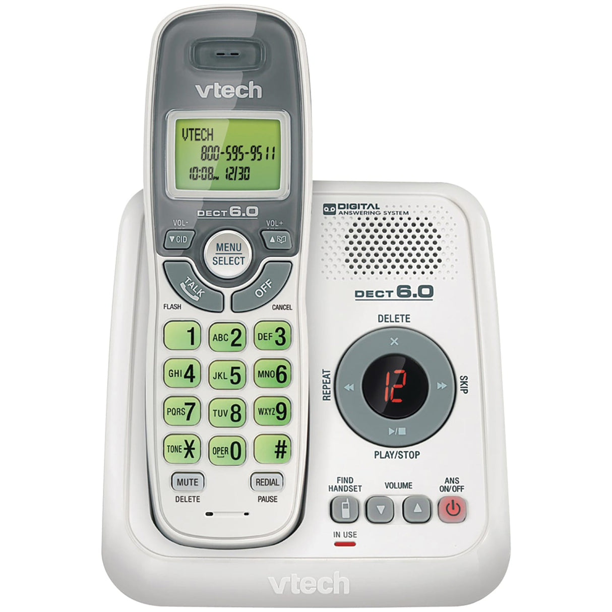 VTech 1-Handset DECT 6.0 Cordless Phone System for Landline, Digital Answering System, Caller ID/Call Waiting, and Backlit Keypad/Display