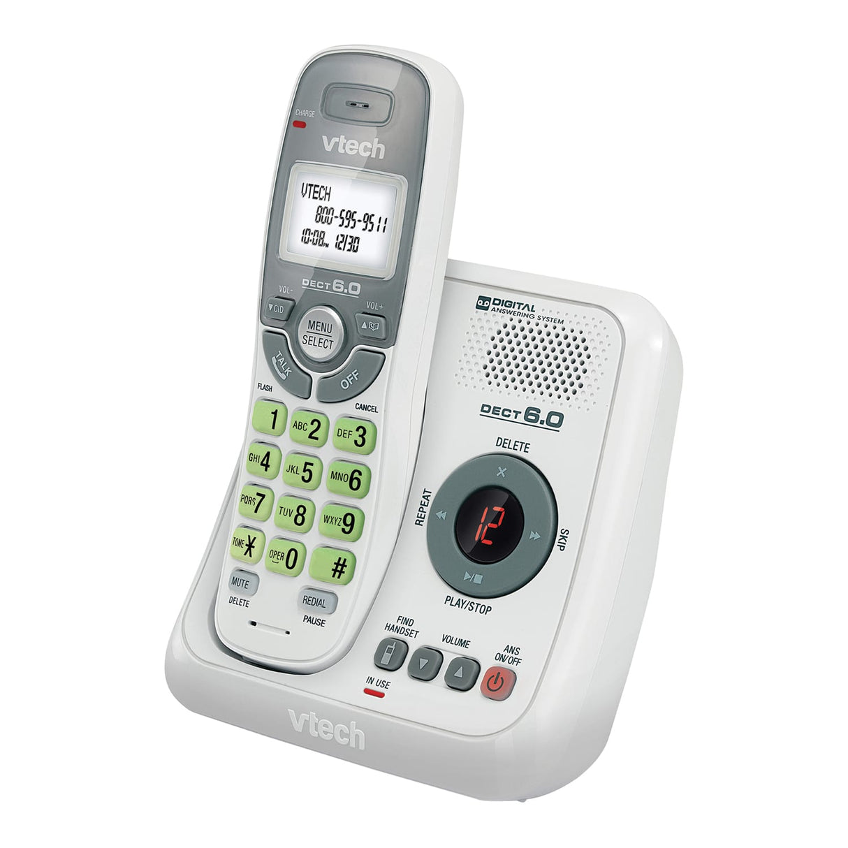 VTech 1-Handset DECT 6.0 Cordless Phone System for Landline, Digital Answering System, Caller ID/Call Waiting, and Backlit Keypad/Display