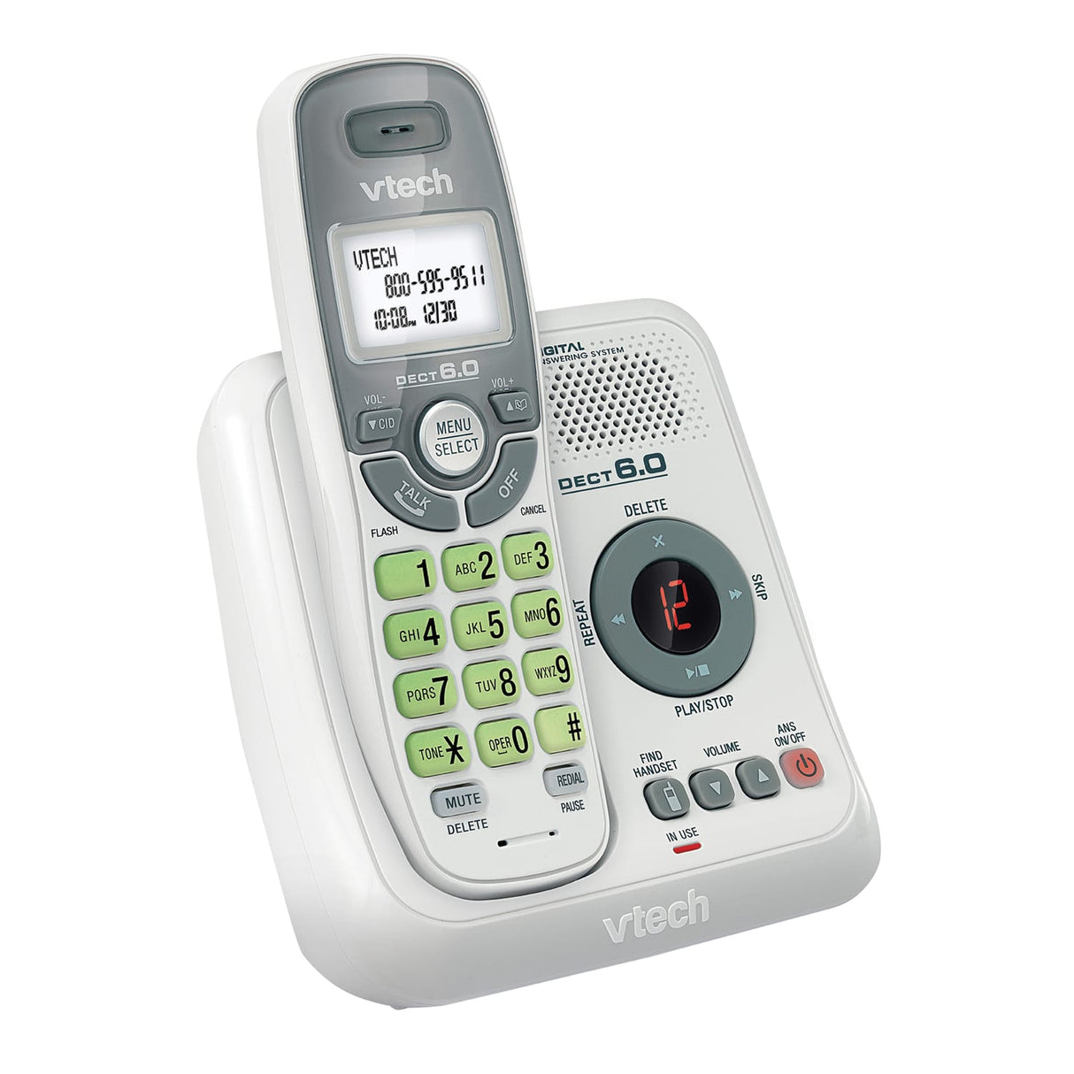 VTech 1-Handset DECT 6.0 Cordless Phone System for Landline, Digital Answering System, Caller ID/Call Waiting, and Backlit Keypad/Display