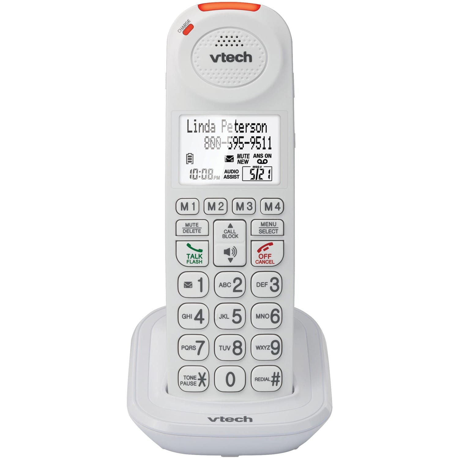 VTech Amplified Cordless Phone Accessory Handset with Big Buttons, Audio Assist, Extra-Loud Ringer, and Call Blocker for Vtech SN5127/SN5147 Phones