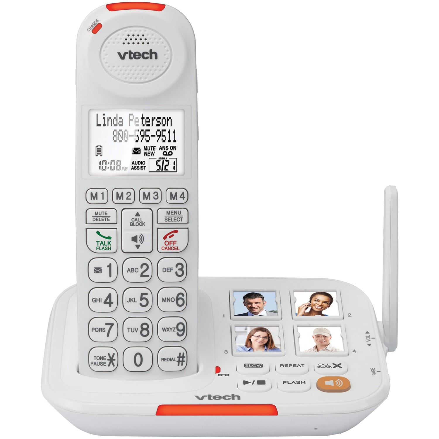 VTech 1-Cordless Handset DECT 6.0 50-dB Amplified/Expandable Phone System for Landline, Answering System, Big Buttons, Loud Ringer, and Call Blocker
