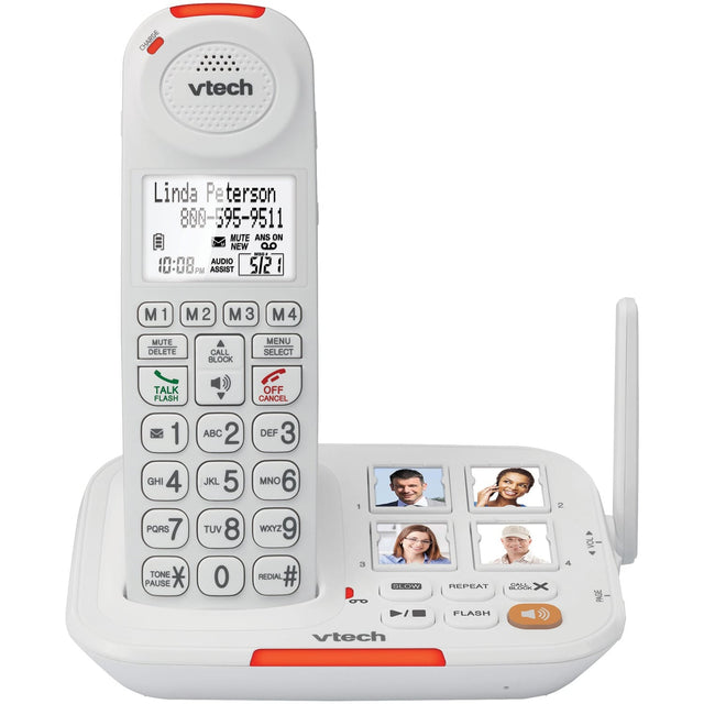 VTech 1-Cordless Handset DECT 6.0 50-dB Amplified/Expandable Phone System for Landline, Answering System, Big Buttons, Loud Ringer, and Call Blocker