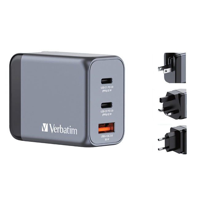 Verbatim 65-Watt 3-USB-Port GaN Wall Charger