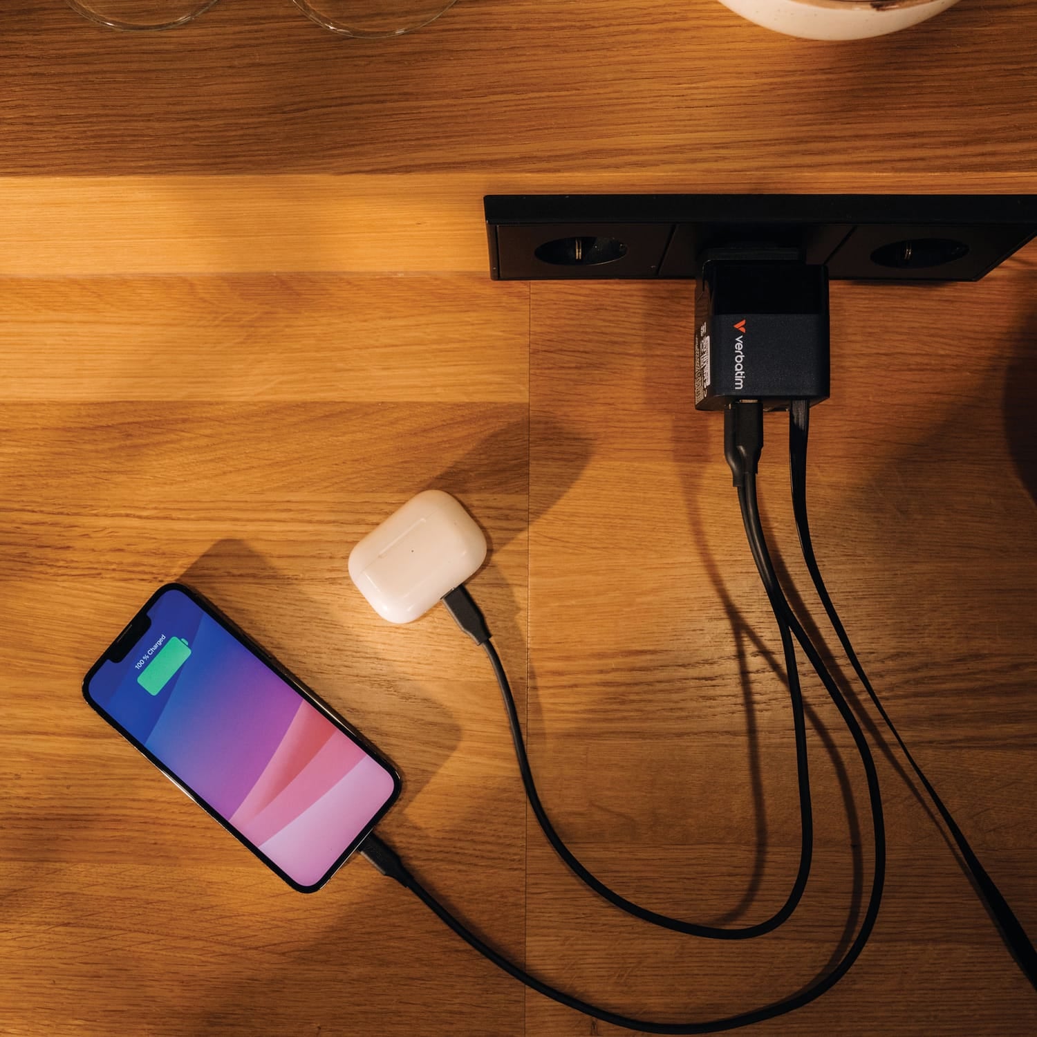 Verbatim 65-Watt GaN Charger with Retractable Cable