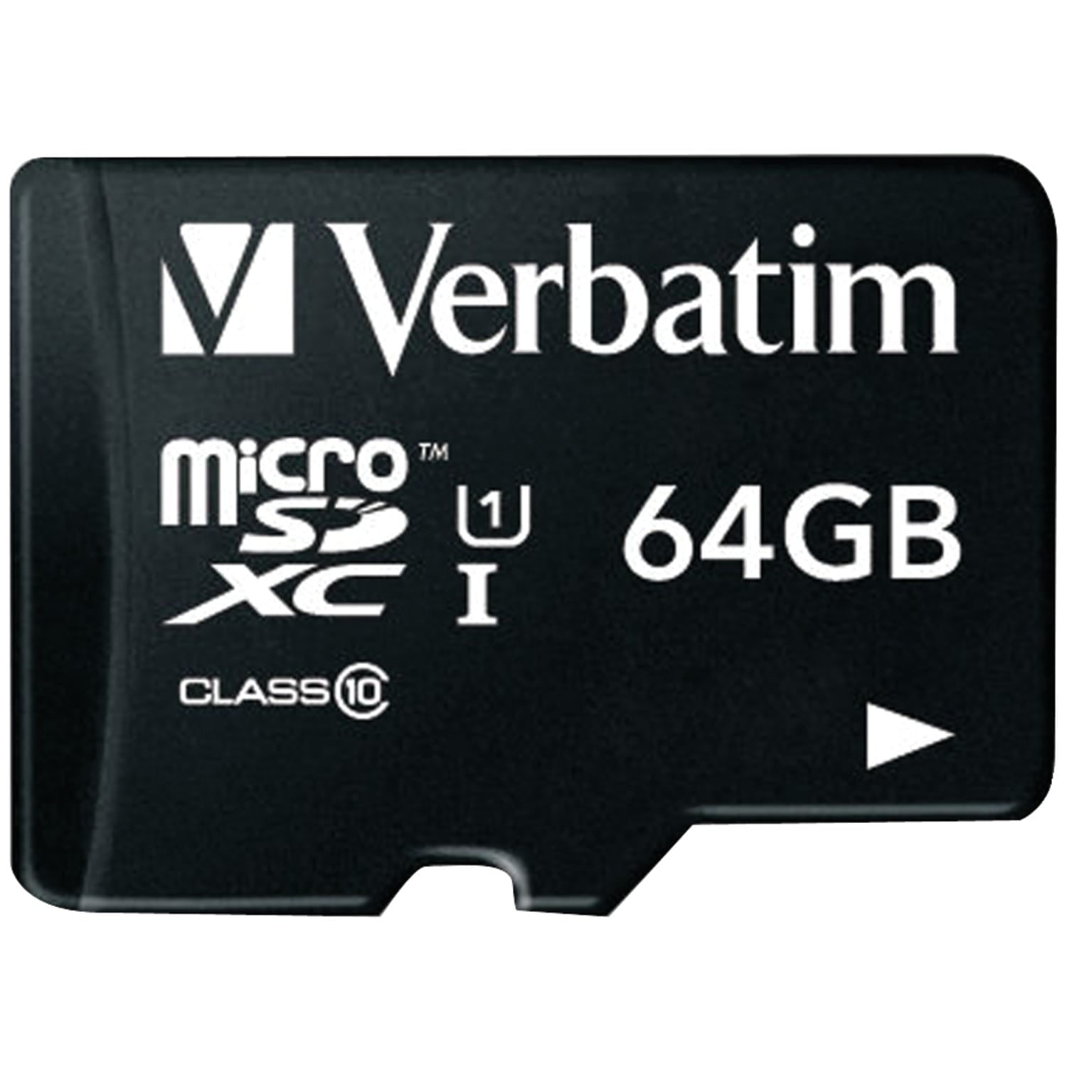Verbatim 64-GB Class 10, UHS-1 V10 U1 Premium microSDXC Memory Card with Adapter