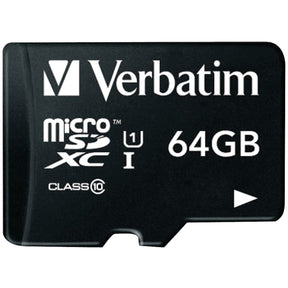 Verbatim 64-GB Class 10, UHS-1 V10 U1 Premium microSDXC Memory Card with Adapter
