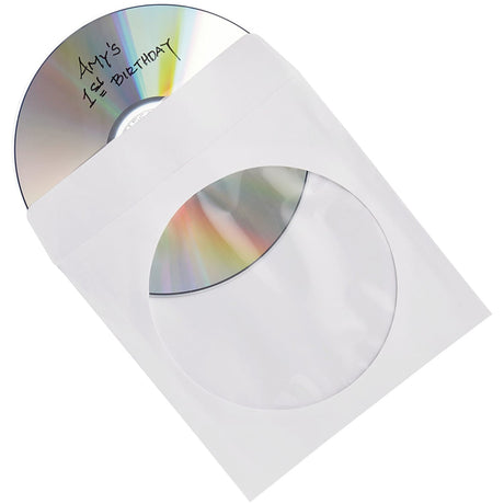 Verbatim CD/DVD Paper Sleeves with Clear Window, 100 pk