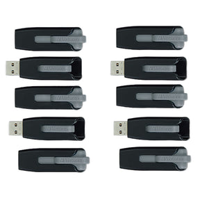Verbatim 32-GB Store ‘n’ Go V3 USB 3.2 Gen 1 Flash Drives, Business Bulk 10 Count, Gray