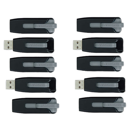 Verbatim 32-GB Store ‘n’ Go V3 USB 3.2 Gen 1 Flash Drives, Business Bulk 10 Count, Gray