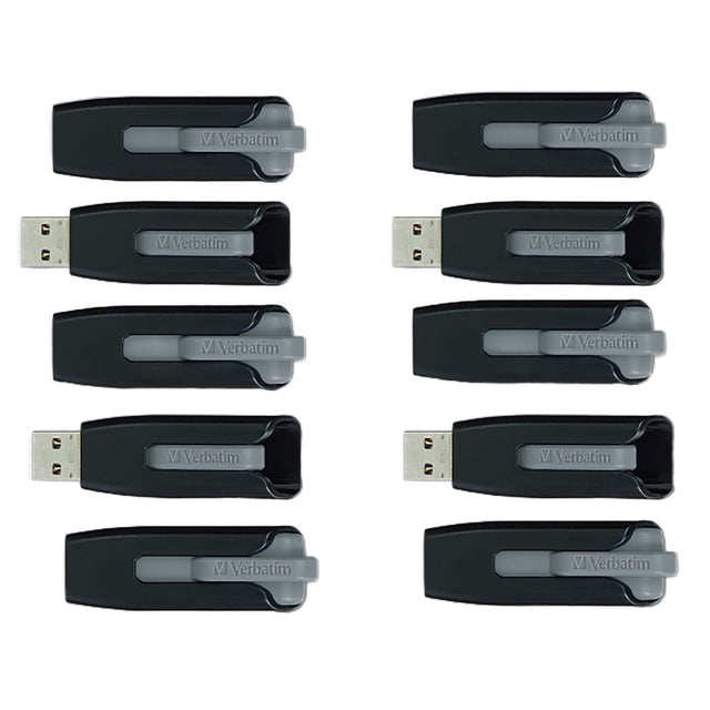 Verbatim 32-GB Store ‘n’ Go V3 USB 3.2 Gen 1 Flash Drives, Business Bulk 10 Count, Gray
