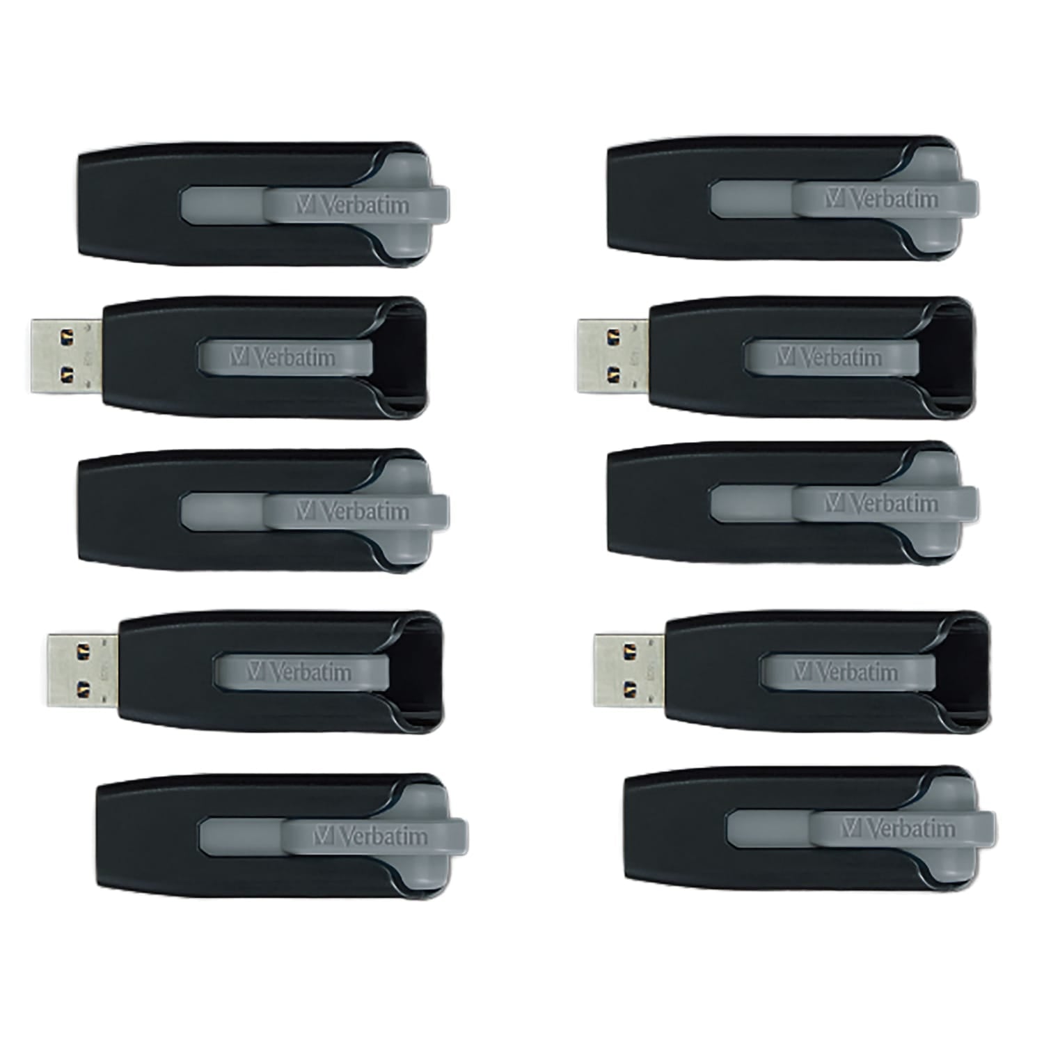 Verbatim 32-GB Store ‘n’ Go V3 USB 3.2 Gen 1 Flash Drives, Business Bulk 10 Count, Gray