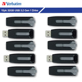 Verbatim 32-GB Store ‘n’ Go V3 USB 3.2 Gen 1 Flash Drives, Business Bulk 10 Count, Gray
