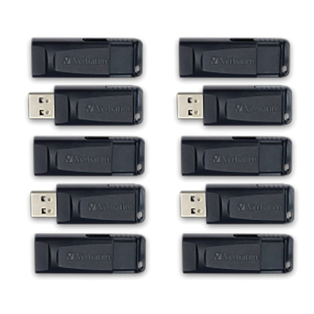 Verbatim Store ‘n’ Go USB-A Flash Drives, Business Bulk 10 Count, Black, 64 GB