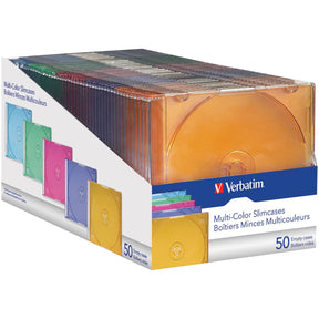 Verbatim Color CD/DVD Slim Cases, 50 pk