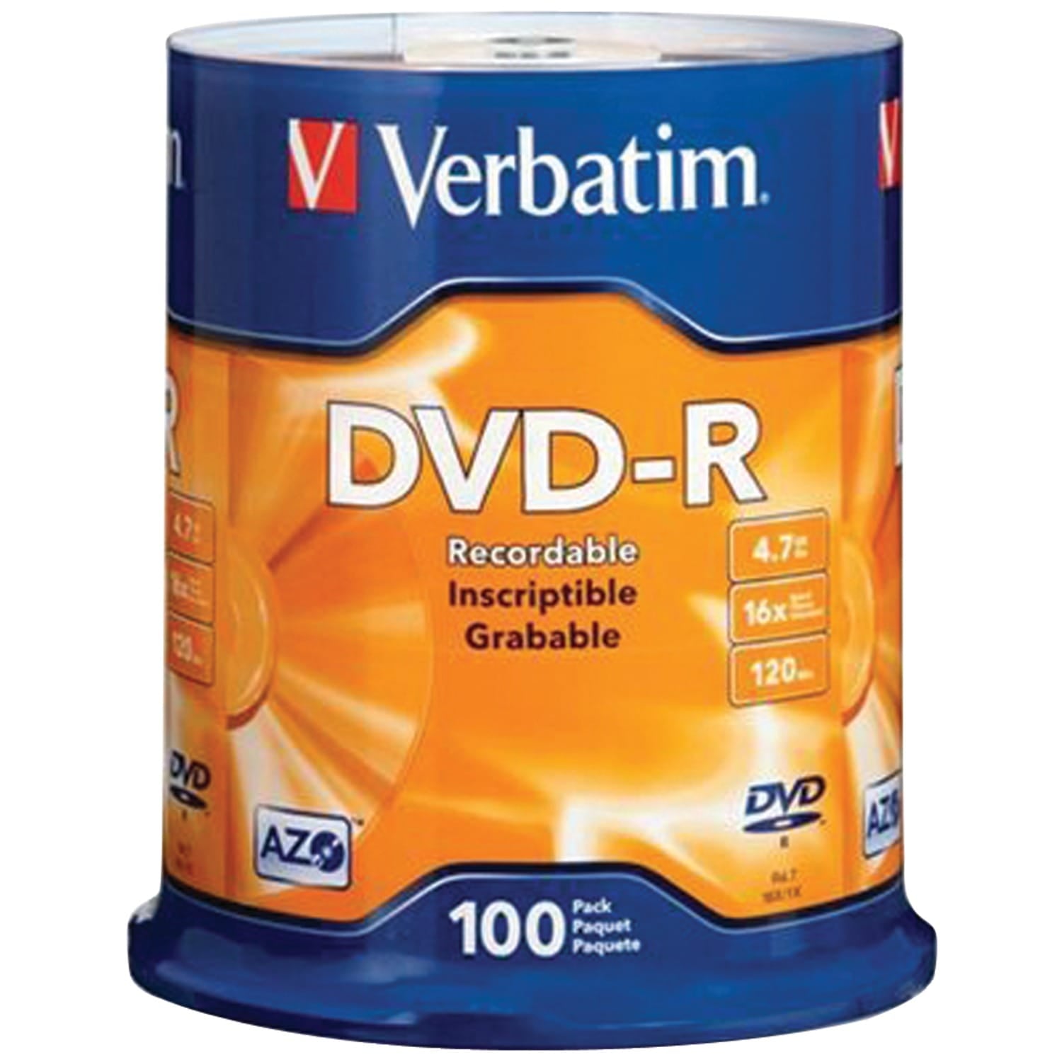 Verbatim 4.7 GB DVD-Rs, 100 Pack