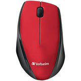 Verbatim Cordless Blue-LED Computer Mouse, Multi-Trac, 3 Buttons, 2.4 GHz, Red
