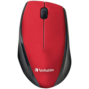 Verbatim Cordless Blue-LED Computer Mouse, Multi-Trac, 3 Buttons, 2.4 GHz, Red