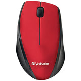 Verbatim Cordless Blue-LED Computer Mouse, Multi-Trac, 3 Buttons, 2.4 GHz, Red