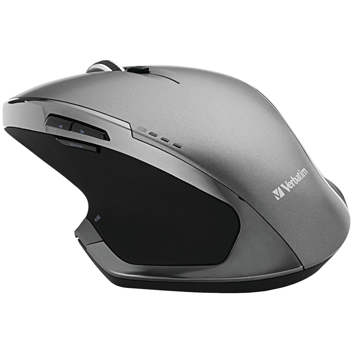 Verbatim Cordless Deluxe Blue-LED Computer Mouse, Ergonomic, 8 Buttons, 2.4 GHz, Graphite