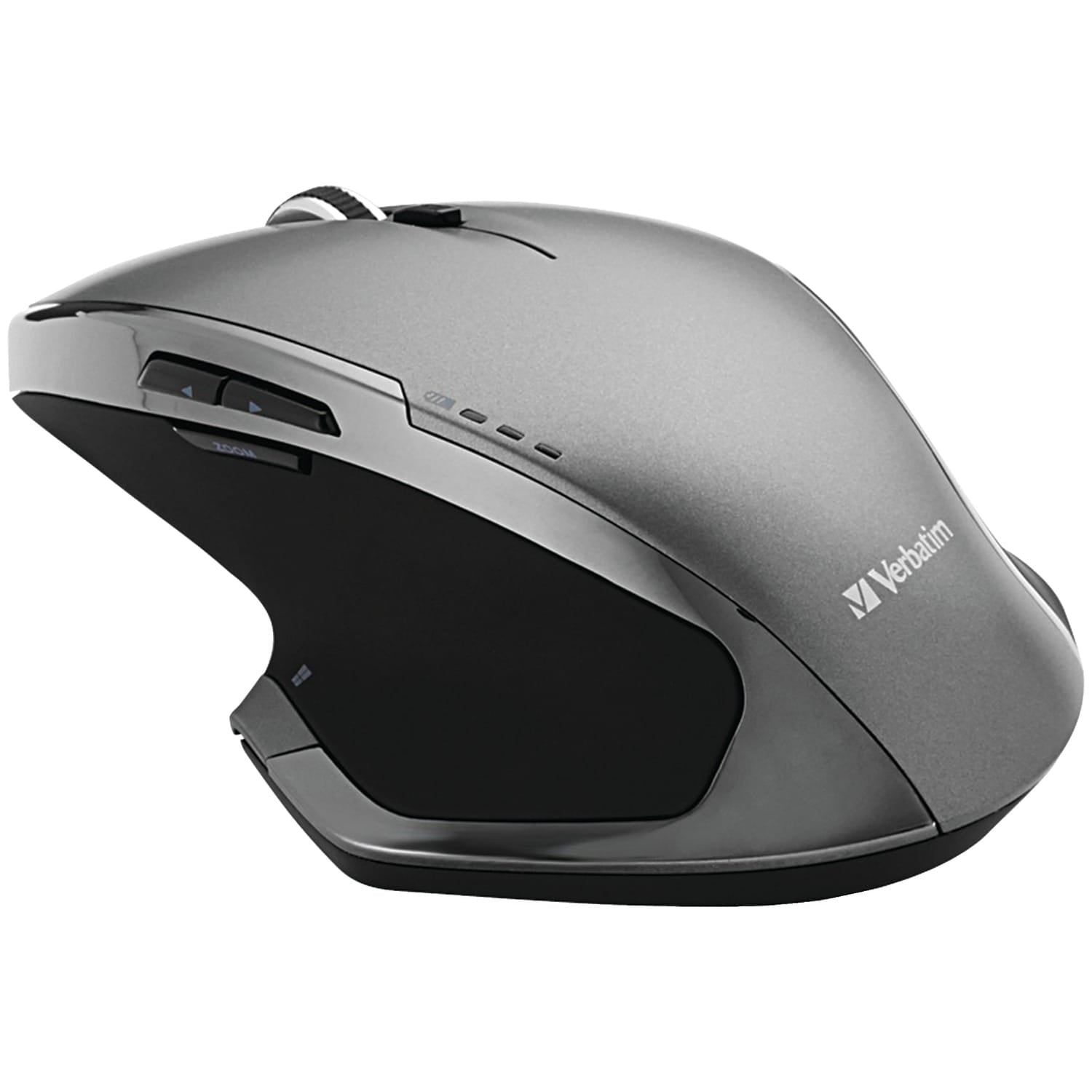 Verbatim Cordless Deluxe Blue-LED Computer Mouse, Ergonomic, 8 Buttons, 2.4 GHz, Graphite