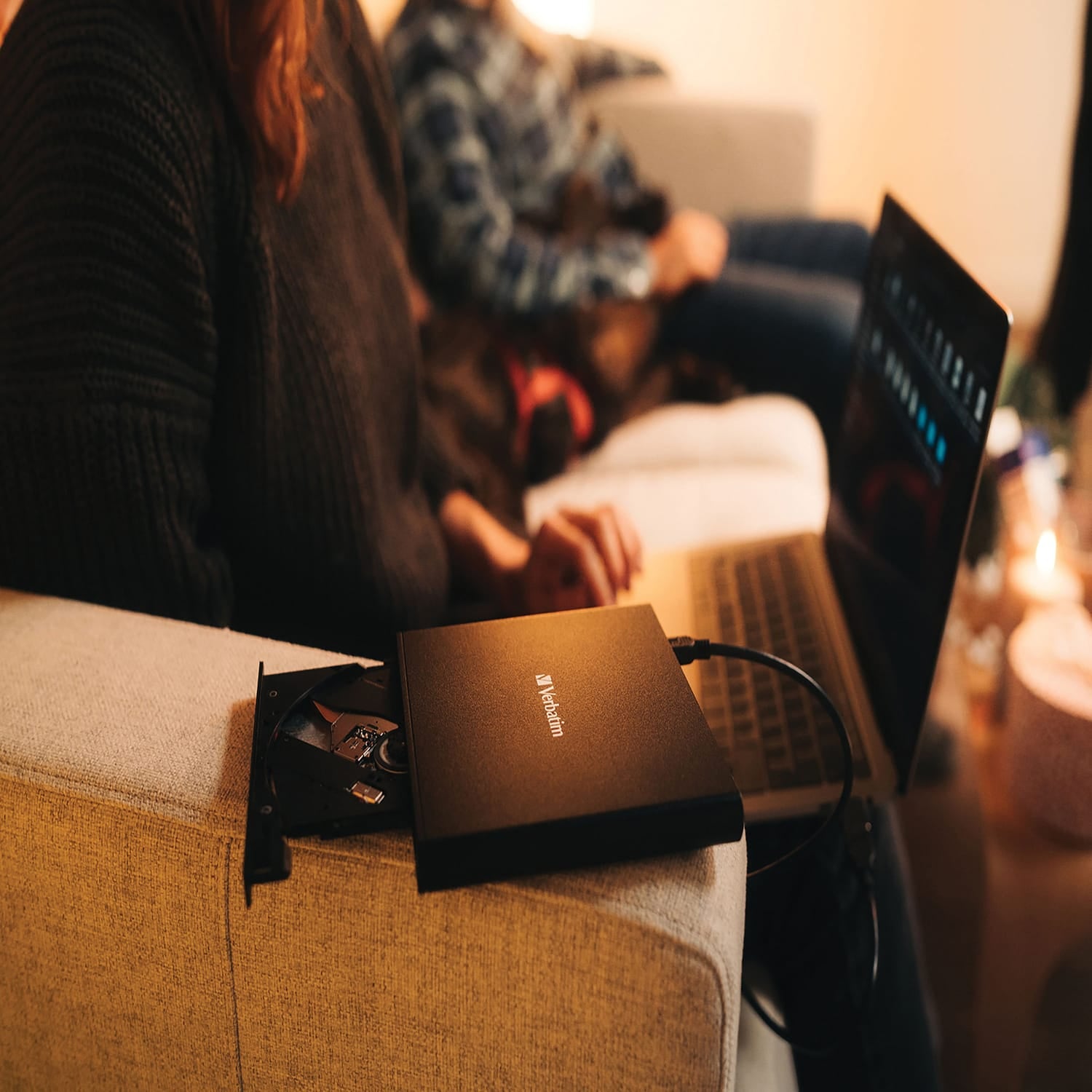Verbatim External Slimline CD/DVD Writer, USB-A/USB-C