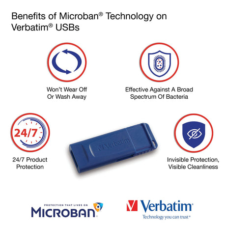 Verbatim 8-GB USB Flash Drive, 5 Count, Blue
