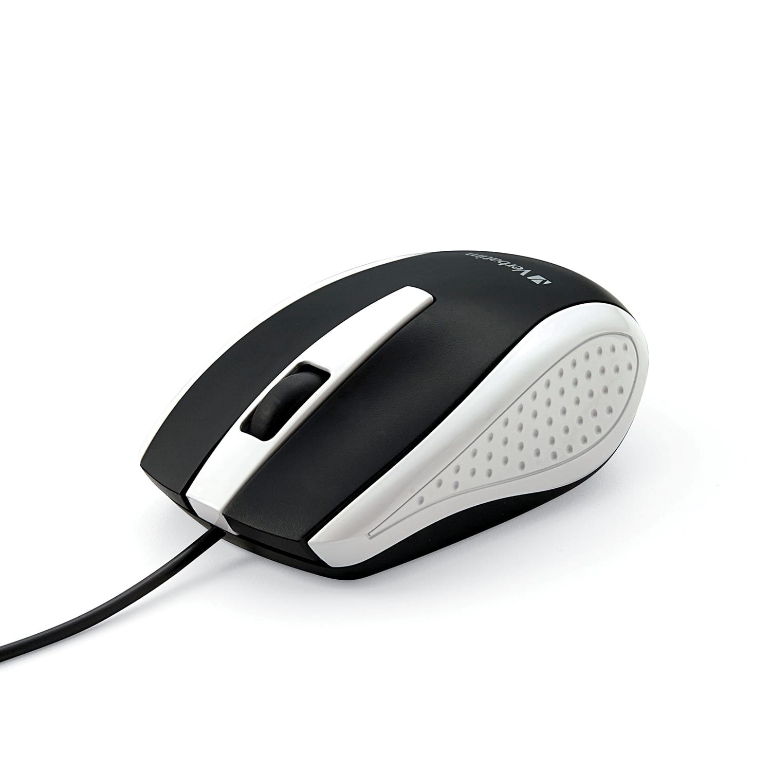 Verbatim Corded Optical Computer Mouse, Ergonomic, 3 Buttons, USB, White