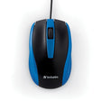 Verbatim Corded Optical Computer Mouse, Ergonomic, 3 Buttons, USB, Blue