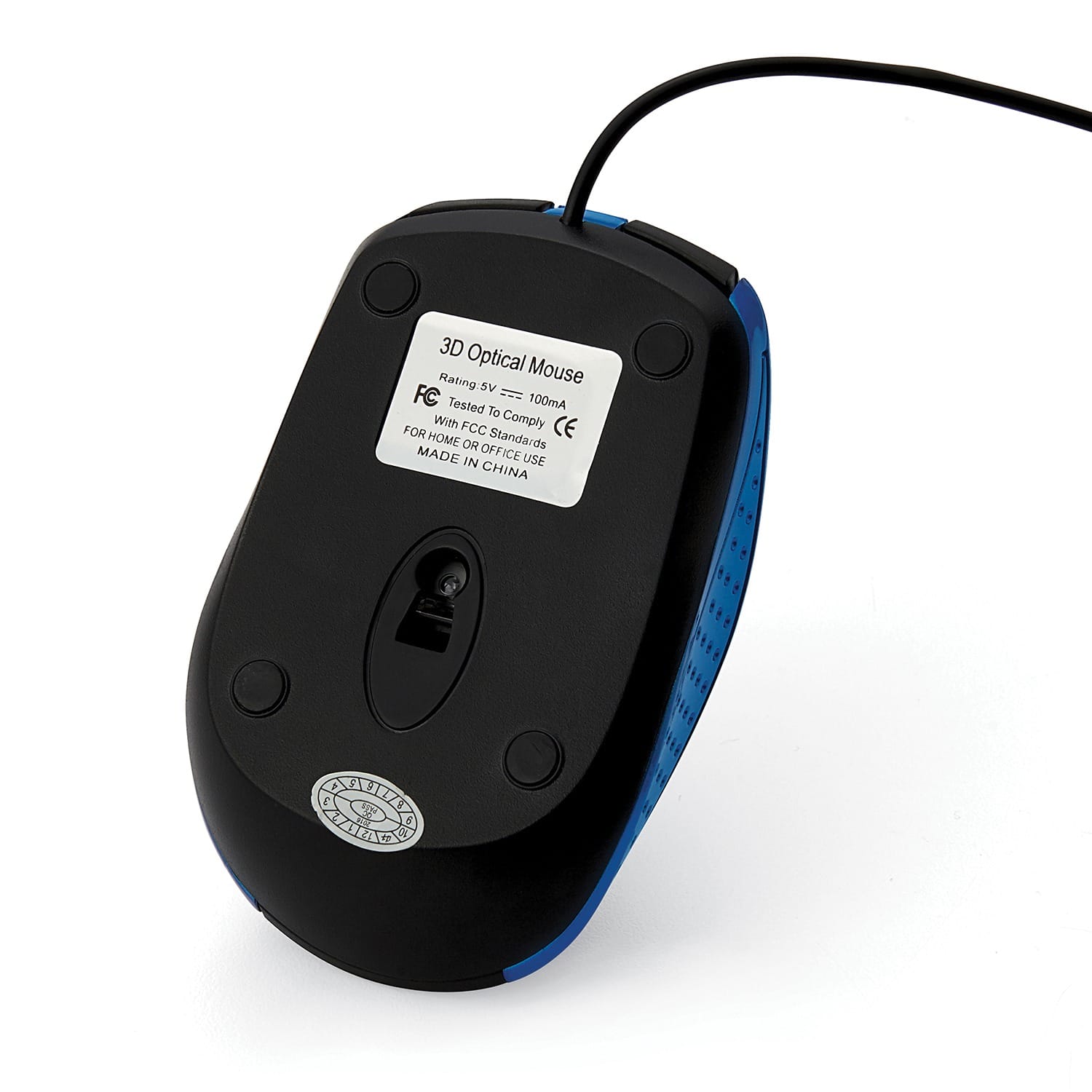 Verbatim Corded Optical Computer Mouse, Ergonomic, 3 Buttons, USB, Blue