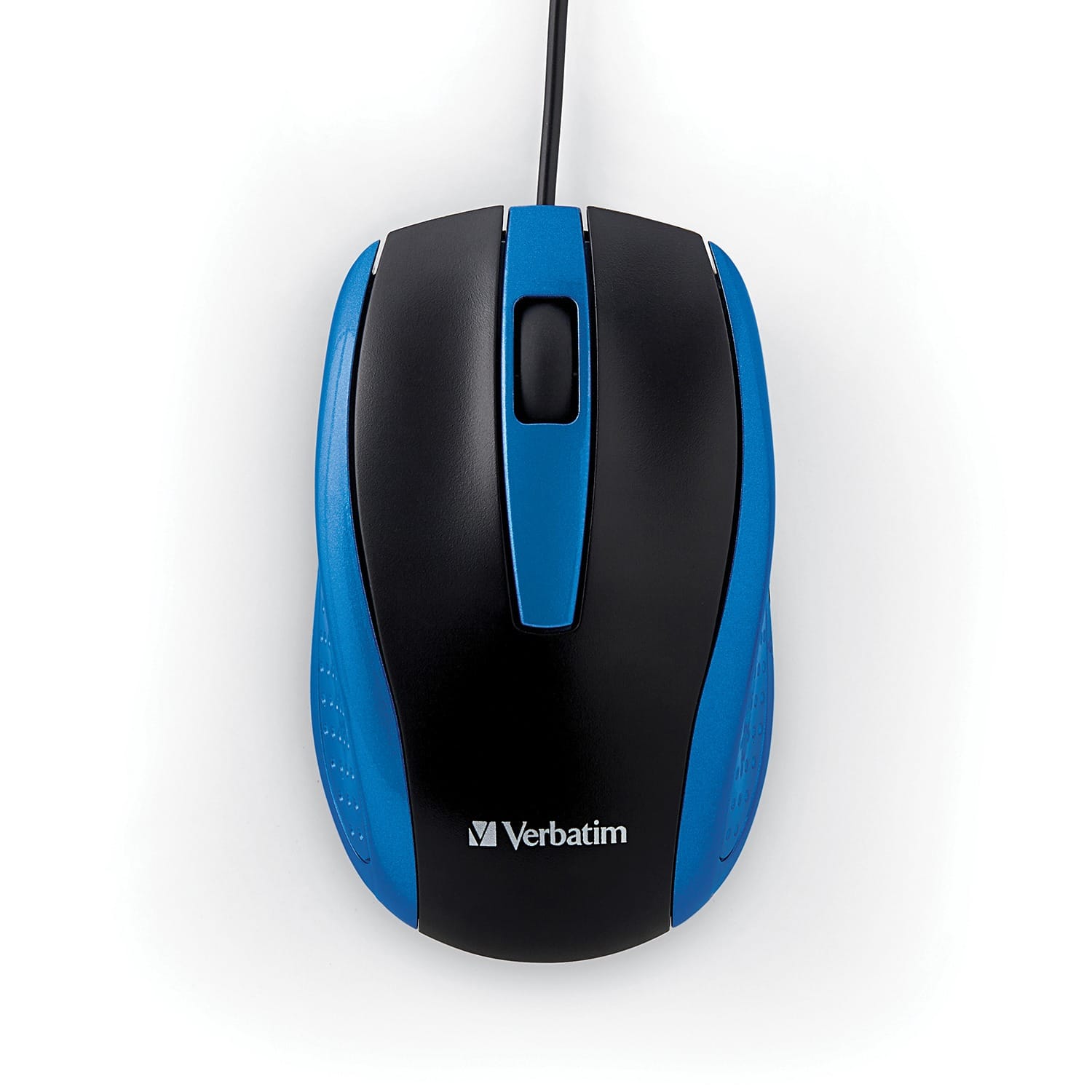 Verbatim Corded Optical Computer Mouse, Ergonomic, 3 Buttons, USB, Blue