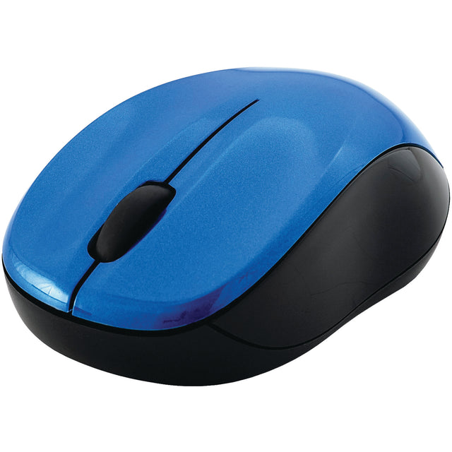 Verbatim Cordless Blue-LED Silent Computer Mouse, Ergonomic, 3 Buttons, 2.4 GHz, Blue/Black