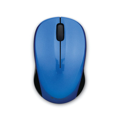 Verbatim Cordless Blue-LED Silent Computer Mouse, Ergonomic, 3 Buttons, 2.4 GHz, Blue/Black