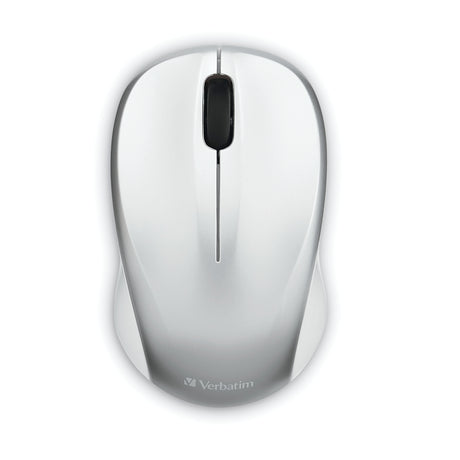 Verbatim Cordless Blue-LED Silent Computer Mouse, Ergonomic, 3 Buttons, 2.4 GHz, Silver