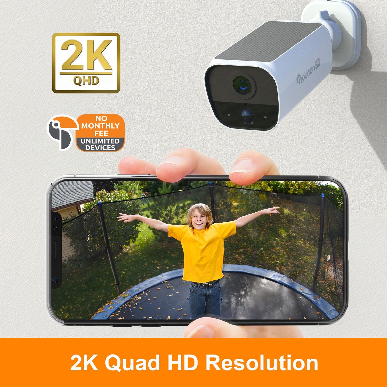Toucan S5 Wireless 2K Solar Security Camera - No Monthly Fee Required
