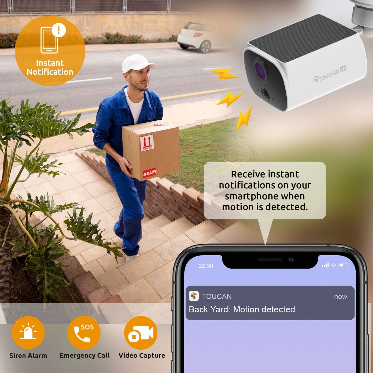 Toucan S5 Wireless 2K Solar Security Camera - No Monthly Fee Required