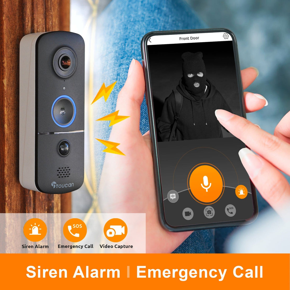 Toucan V3 Wireless 1080p Video Doorbell - No Monthly Fee Required