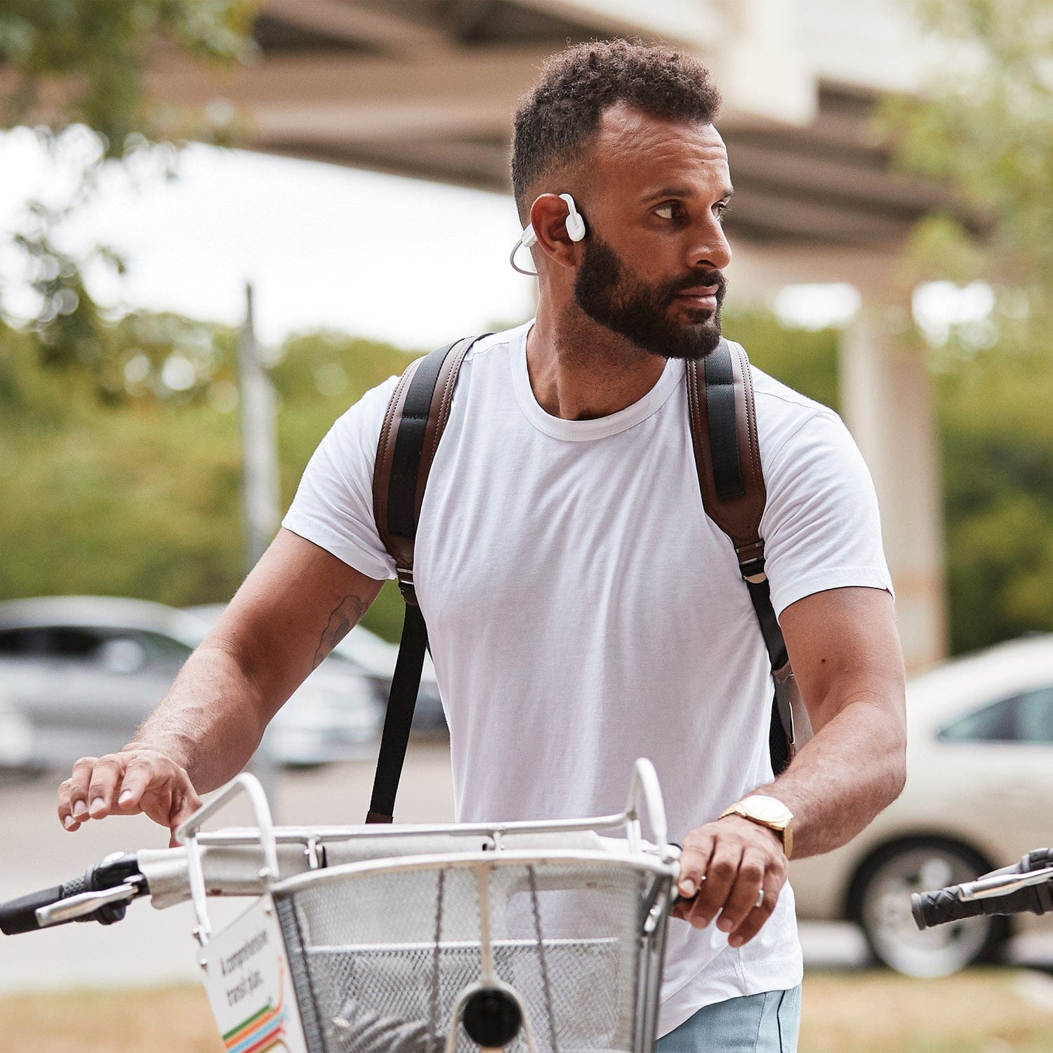 Shokz OpenMove Bone-Conduction Open-Ear Lifestyle Headphones with Microphones, White