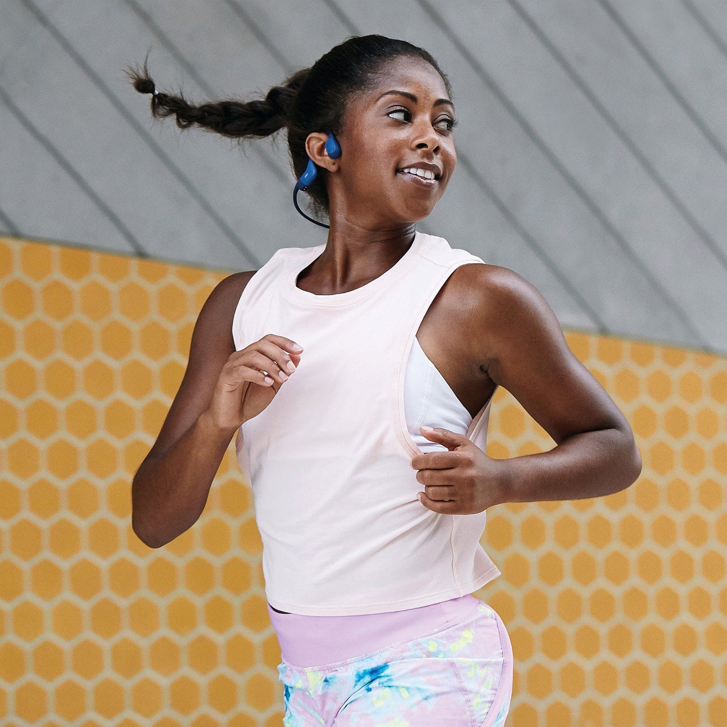 Shokz OpenRun Bone-Conduction Open-Ear Sport Headphones with Microphones, Blue