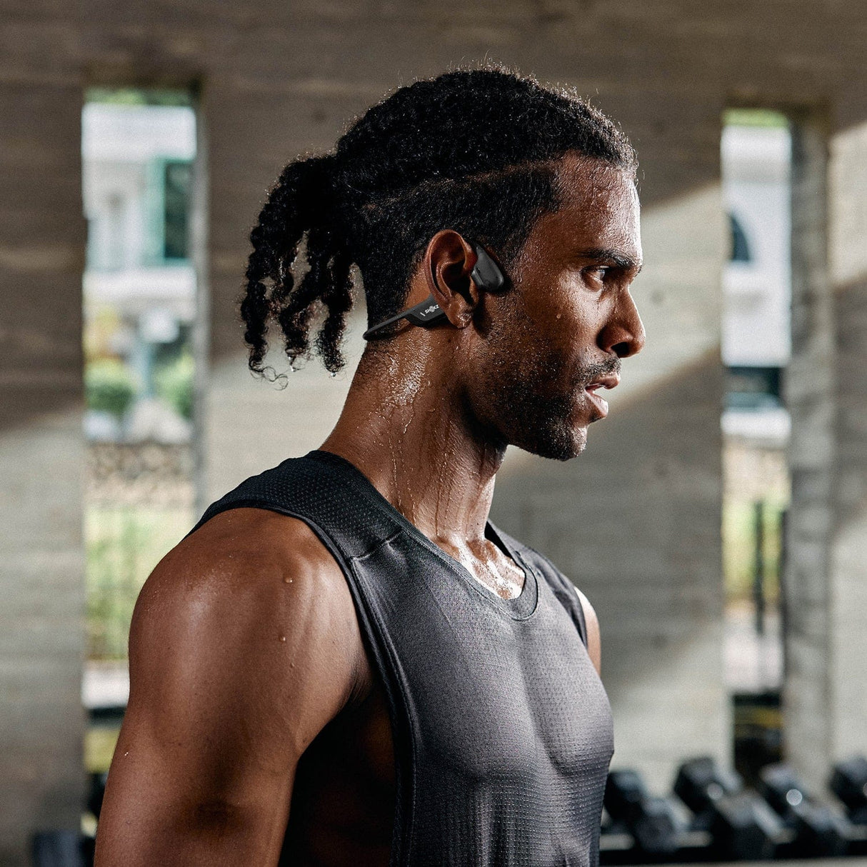 Shokz OpenRun Pro 2 Bone-Conduction Open-Ear Sport Headphones with Microphones, Black