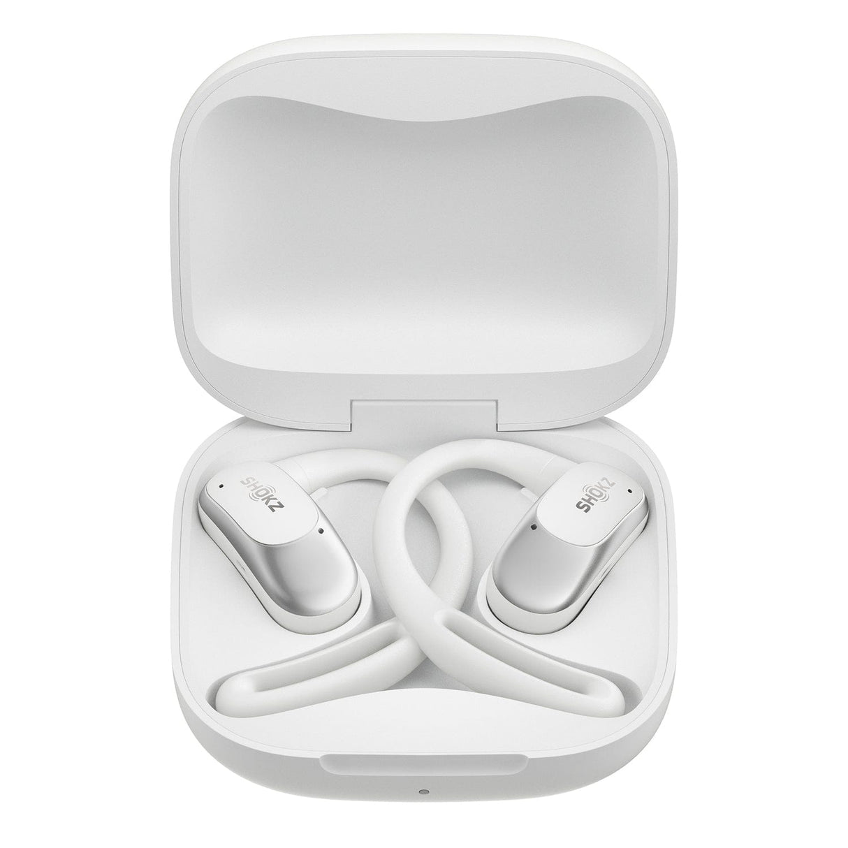 Shokz OpenFit Air TWS Bluetooth Open-Ear Earbuds with Mics, Earhooks, and Charging Case, Clear Voice, up to 28 Hours Play Time, IP54, White