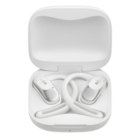 Shokz OpenFit Air TWS Bluetooth Open-Ear Earbuds with Mics, Earhooks, and Charging Case, Clear Voice, up to 28 Hours Play Time, IP54, White
