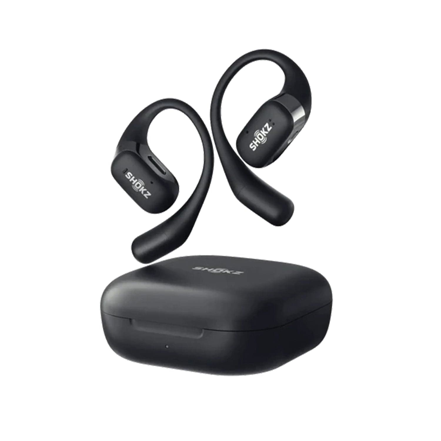 Shokz OpenFit TWS Bluetooth Open-Ear Earbuds with Mic, Earhooks, and Charging Case, up to 28 Hours of Play Time, IP54 Water-Resistant, Black