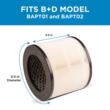 Black+Decker AF1 Replacement 3-Stage HEPA Filter for Black+Decker BAPT01 and BAPT02 Air Purifiers