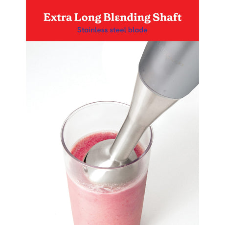 Betty Crocker 2-Speed Corded Electric Hand Blender with Beaker, Chopper, and Whisk, Silver
