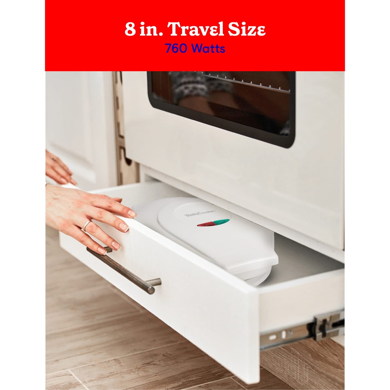 Betty Crocker 8-In. Indoor Electric Travel Nonstick Pizza Maker Plus with Insulated Travel Bag, White