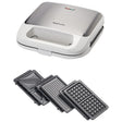Betty Crocker 3-in-1 Indoor Electric Grill Plus with Sandwich/Panini Press and Waffle Maker, White
