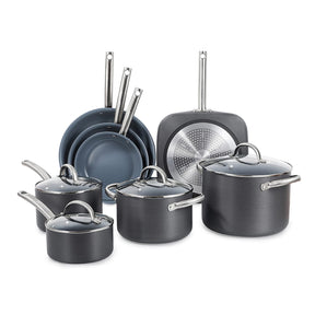 Black+Decker 12-Piece Ceramic and Aluminum Cookware Set, Gray