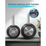 Black+Decker 12-Piece Ceramic and Aluminum Cookware Set, Gray
